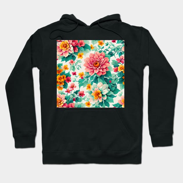 Vintage Flower Pattern Hoodie by Tee-It-Spot